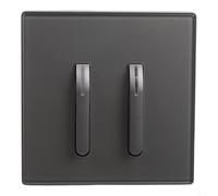 Interruttore della luce da parete 1 via LED Glow vetro temperato piastra frontale auto reset caratteristica grigio 86 x 86 mm uso domestico (2 bande 2 vie)