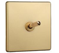 Interruttore della luce da parete retrò stile industriale dorato Interruttore colore ottone Interruttore a leva zigrinato oro 86 tipo 1-4 Gang 2 vie