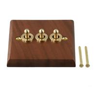 Interruttore della luce in legno di noce, unipolare, doppio lancio, interruttore da parete con leva in ottone, per controllo dell'illuminazione domestica, stile retrò, pannello marrone, 86 x 86 mm (3