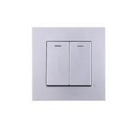 Interruttore della luce intelligente, Attuatore a pannello grande stile semplice standard da 2 gruppi 1/2 vie 16A 250V 86mm*86mm(Silver (Pc),2Gang 1Way)