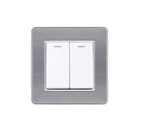 Interruttore della luce intelligente, Attuatore a pannello grande stile semplice standard da 2 gruppi 1/2 vie 16A 250V 86mm*86mm(White,2Gang 1Way)