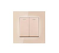Interruttore della luce intelligente, Attuatore a pannello grande stile semplice standard da 2 gruppi 1/2 vie 16A 250V 86mm*86mm(Gold (Grass),2Gang 1Way)