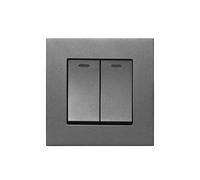 Interruttore della luce intelligente, Attuatore a pannello grande stile semplice standard da 2 gruppi 1/2 vie 16A 250V 86mm*86mm(Grey (Pc),2Gang 2Way)