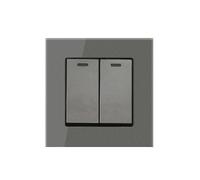 Interruttore della luce intelligente, Attuatore a pannello grande stile semplice standard da 2 gruppi 1/2 vie 16A 250V 86mm*86mm(Grey (Grass),2Gang 1Way)