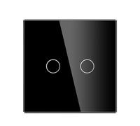 Interruttore della luce intelligente, Interruttori sensore di potenza for scale intermedi touch 1/2/3 1/2 vie nero bianco con pannello in vetro(Black 2 Gang,2 Way)