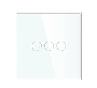 Interruttore della luce intelligente, Interruttori sensore di potenza for scale intermedi touch 1/2/3 1/2 vie nero bianco con pannello in vetro(White 3 Gang,1 Way)