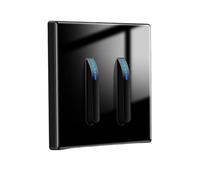 Interruttore della luce intelligente, Pannello interruttori lampada Vetro temperato autoripristinante 1/2/3/4 Gang Indicatore LED 1/2 vie Pulsante pianoforte a parete(Black 2gang,2Way)