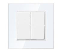 Interruttore della luce intelligente, Pulsante 1/2 gruppo vie Controllo Standard AC 110 V-250 V Interruttori on/off Lampada Pannello in vetro(White 2gang,1 way)