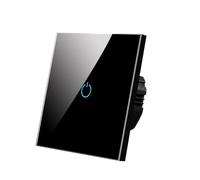 Interruttore della luce intelligente, Sensore tattile Pannello in cristallo temperato standard 4 colori Alimentazione 1/2/3 gruppo 1 via 220 V La lampada si accende e spegne(B605n Black 01)