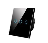 Interruttore della luce intelligente, Sensore tattile Pannello in cristallo temperato standard 4 colori Alimentazione 1/2/3 gruppo 1 via 220 V La lampada si accende e spegne(B605n Black 03)