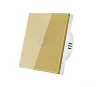 Interruttore della luce touch a 1 marcia, tipo 86 con vetro temperato, monofase senza conduttore zero, indicatore LED rosso/blu, alloggiamento ignifugo in PC, per soggiorno, ufficio, hotel, bianco