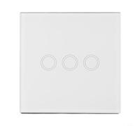 Interruttore della luce touch a 3 vie, tipo 86, pannello in vetro, interruttore da parete monofase per LED/lampadine a incandescenza, 3-300 W, interruttore elettronico senza conduttore neutro, nero