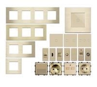 Interruttore della luce WLAN Touch Interruttore, interruttore di serie, interruttore di serie, illuminato a LED, compatibile con Alexa/Google Home, telaio in vetro, oro, lusso (telaio di separazione