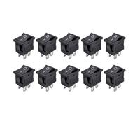 Interruttore di alimentazione, Interruttore a bilanciere, confezione da 10 KCD1-104 DPST a a scatto 4 pin Rosso Nero LED 12V 24V 220V On Off(10pcs Black,ON-OFF-220V LIGHT)