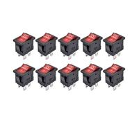 Interruttore di alimentazione, Interruttore a bilanciere, confezione da 10 KCD1-104 DPST a a scatto 4 pin Rosso Nero LED 12V 24V 220V On Off(10pcs Red Lamp,ON-OFF-220V LIGHT)