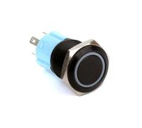 Interruttore di alimentazione momentaneo autobloccante da 19 mm con anello LED illuminato, pulsante in metallo nero, 5 pezzi(Blue,LATCHING_POWER LED_12V)