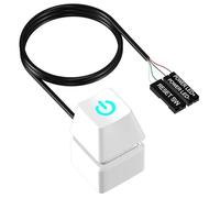 Interruttore di Alimentazione per Computer Desktop, Pulsante di Accensione PC, Pulsante di Alimentazione Esterno per PC con Luce LED, Cavo di Prolunga da 1,8 M (Bianco)