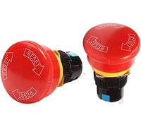 Interruttore di arresto di emergenza a fungo da 2 pezzi Interruttore di arresto di emergenza da 16 mm 3 pin 6 pin 1NO1NC/2NO2NC Interruttore a pulsante con blocco a scatto (Color : 3 pins)(3 Pins)