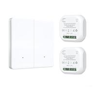 Interruttore di controllo remoto wireless RF433 MHz, interruttore di illuminazione wireless a 1/2/3 gang con funzione codice di apprendimento, portata fino a 100 m, per uso domestico, hotel, villa (2