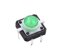 interruttore di finecorsa, 5 pezzi 12 * mm illuminato tattile micro interruttore pulsante reset momentaneo rosso giallo blu bianco 12VDC luce LED(5pcs Green)