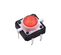interruttore di finecorsa, 5 pezzi 12 * mm illuminato tattile micro interruttore pulsante reset momentaneo rosso giallo blu bianco 12VDC luce LED(5pcs Red)