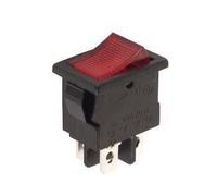 INTERRUTTORE DI POTENZA A BASCOLO 3A-250V DPST ON-OFF - CON TESTONE NEON ROSSO