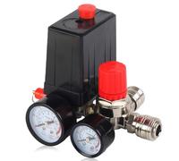 Interruttore di pressione per compressore 220V con regolatore di pressione e 2 manometri, valvola di controllo del compressore d'aria, interruttore del compressore con valvola di sicurezza e giunti