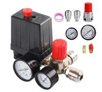 Interruttore di pressione per compressore d'aria, 90-120 psi, regolatore di pressione per compressore d'aria con manometro, giunti valvola di sicurezza, 220 V/15 A, uscita G1/4", ideale per officina