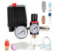 Interruttore di pressione per compressore, regolatore di pressione, compressore d'aria da 240 V, con separatore d'acqua, 2 manometri e giunti per valvola di sicurezza, interruttore compressore 90-175