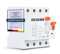 Interruttore di protezione FI tipo B 63A 300mA 4 poli, RCD sensibile a tutta corrente per Wallbox e stazione di ricarica, interruttore a corrente residua con certificazione VDE, montaggio DIN guida