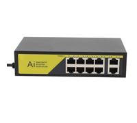 Interruttore di Rete Ethernet, AC110 a 240 V 10 Porte Stabili 250 M di Trasmissione Range 100 Mbps AI Switch per Uffici (Spina Europea)
