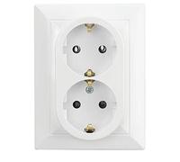 Interruttore di serie, bianco, interruttore di serie, interruttore, presa Schuko, telaio di copertura 1,2,3,4,5 volte, da incasso, a scelta (presa Schuko doppia