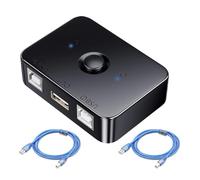 Interruttore di stampa USB 2.0, interruttore con 2 cavi 1,5 m, adattatore USB manuale 2 PC 1 stampante con luce LED, plug & play per Windows, macOS, hub Ethernet