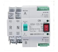 Interruttore di trasferimento automatico a doppia alimentazione 3C Electron 2P 100A for uso domestico, installazione su guida da 35 mm, interruttore di trasferimento a doppia alimentazione 2