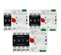 Interruttore Di Trasferimento Automatico A Doppia Alimentazione Din Rail 2/3/4P AC 110V 230V 125A Mini ATS Interruttori Selettori Elettrici Alimentazione Ininterrotta(3P,AC 110V)