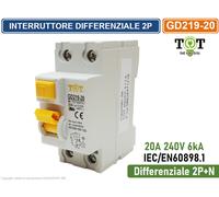 INTERRUTTORE DIFFERENZIALE BARRA DIN 2P+N 240V 6KA 10A 16A 20A 25A 32A 40A 63A