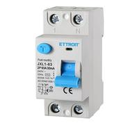 Interruttore Differenziale Puro 63A 2 poli 2P 220V 6kA 30mA 2 Moduli DIN, RCCB C63