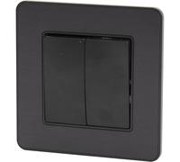 Interruttore doppio completo singolo 10A - metallo nero spazzolato - gamma Kouro - Zenitech