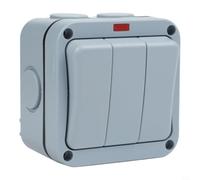 Interruttore esterno impermeabile IP66 con indicatore LED, controllo a 3 vie per giardino e terrazza, robusto alloggiamento in ABS, 20 A, autoresettante, (controllo singolo)