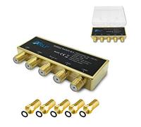 Interruttore HD DiseqC 4/1 placcato oro + 5 prese F interruttore switch custodia protezione dalle intemperie 4 X SAT LNB 1 X Partecipante 3D 4K UHD distributore oro 4 X 1 4 1ARLI