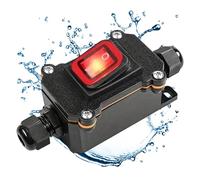 Interruttore impermeabile da 12 V, interruttore con cavo in linea, alimentazione ad alta corrente 12 V CC 20 A impermeabile in linea con pulsante basculante LED rosso, professionale e affidabile