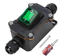 Interruttore in linea impermeabile IP65, 12 V, DC 20 A, DPST, 4 poli: interruttore a 12 V, interruttore a bilanciere con LED verde, luce joystick pulsanti su entrambi i lati di accensione e uscita