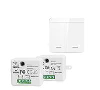 Interruttore intelligente, 1/2/3 Gang Smart Wireless Interruttore Della Luce Telecomando 86 Pannello A Parete Pulsante 10A Ricevitore for LED/Ventilatore(2Receiver1Switch)