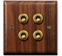 Interruttore, interruttore a levetta, pannello interruttori in legno massello di noce nero, a leva for luce a 2 vie, singolo e doppio controllo(4 Gang 2Way)