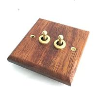 Interruttore, interruttore a levetta, retrò semplice da parete, leva nascosta in legno massello(2 Gang)