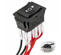 Interruttore inverter di polarità 12 V DC 16 A, interruttore a bilanciere momentaneo a 6 pin ON-Off-ON con fili precablati per motore, cilindro elettrico e auto, nero
