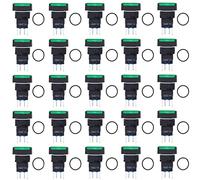 Interruttore Lampada a Pulsante, 25 Pezzi Micro Square ABS e Ottone, 16mm 12V Rosso - Autobloccante con Contatti Argento, Alta Durata per Apparecchiature Elettriche e Automazione (Verde)