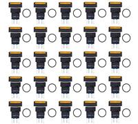 Interruttore Lampada a Pulsante, 25 Pezzi Micro Square ABS e Ottone, 16mm 12V Rosso - Autobloccante con Contatti Argento, Alta Durata per Apparecchiature Elettriche e Automazione (Gialla)