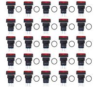 Interruttore Lampada a Pulsante, 25 Pezzi Micro Square ABS e Ottone, 16mm 12V Rosso - Autobloccante con Contatti Argento, Alta Durata per Apparecchiature Elettriche e Automazione (Rossa)