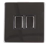 INTERRUTTORE LUCE 2G 2W NERO NICHEL SENZA VITE